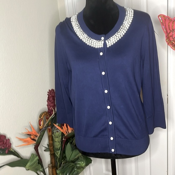 kate spade Sweaters - Sold Mercari Kate Spade Live  Navy Blue Crystal & Pearl Cardigan Sweater